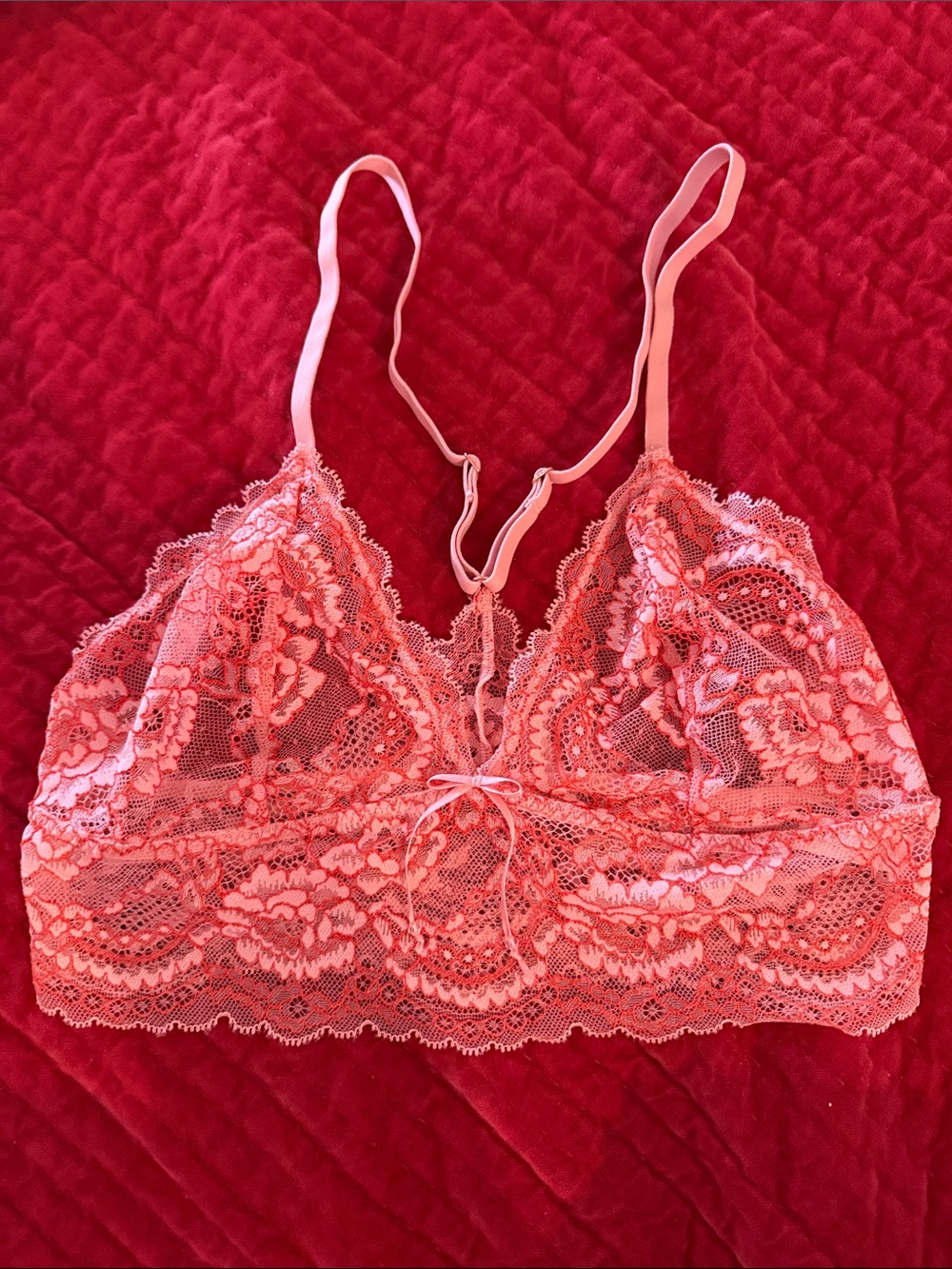 Scarlett Blue Lace Triangle Bralette in Coral Pink - Women's Intimates